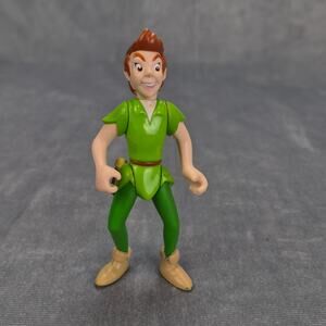 Vintage 1990s Disney Peter Pan 4.25" Collectible Figure Poseable Cake Topper